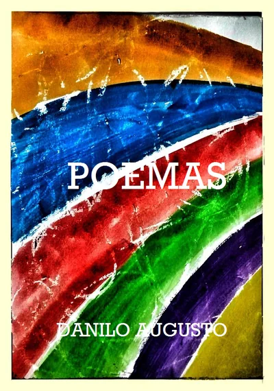 Capa pintada com faixas largas de ocre, azul, vermelho, verde e roxo, e o título em letras brancas.